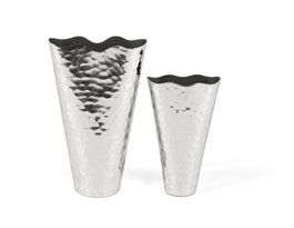 Giner y Colomer Lote de 2 Jarrones Aluminio Acabado Brillante Efecto Martillado Decorativo